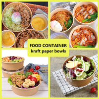 Bol en Papier Kraft Biodégradable de 750 ml Personnalisé pour Aliments Chauds, Contenant à Emporter, et Gobelet à Soupe en Papier Jetable de 250 ml avec Couvercle