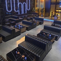 Ensemble de salon de bar de luxe moderne de qualité commerciale, canapé en cuir PU en forme de U avec table basse, ensemble de canapé de bar