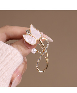 Broche de perla de circón de tulipán, broche coreano de lujo para mujer, alfileres de joyería de ramillete de Collar de alta calidad - Product Image 1