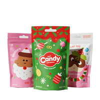 Sachet Doypack Personnalisé Imprimé pour Bonbons de Noël avec Trou de Suspension, Fermeture Zip Refermable, Qualité Alimentaire, pour Emballage de Sucreries et Sucettes