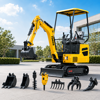 Mini-excavatrice TOROS 1 tonne certifiée CE, compacte, à chenilles, pour travaux de construction en verger, directement de l'usine