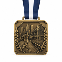Médailles de course personnalisées en alliage de zinc 3D, bronze antique, forme irrégulière, médailles de finisseur de marathon, récompenses métalliques avec ruban