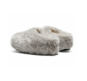 Chaussures d'hiver chaudes, bout rond, luxe, unisexe, homme, sabot de neige, sabot chaud, fourrure grise, pantoufles en peau de mouton, femme, sabot en fourrure grise - Product Image 1
