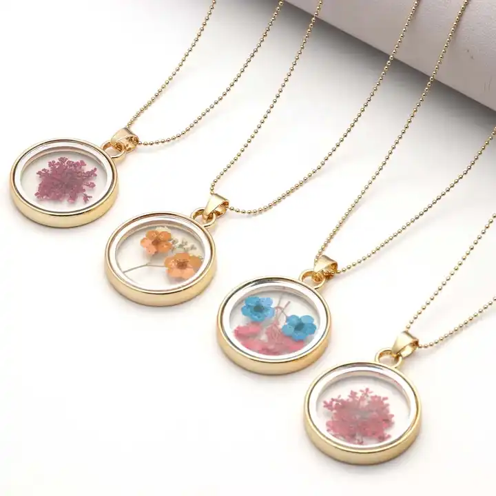 Amazon.com: Pressed flowers Rectangle necklace real flowers in resin flower  gift : Handmade Products