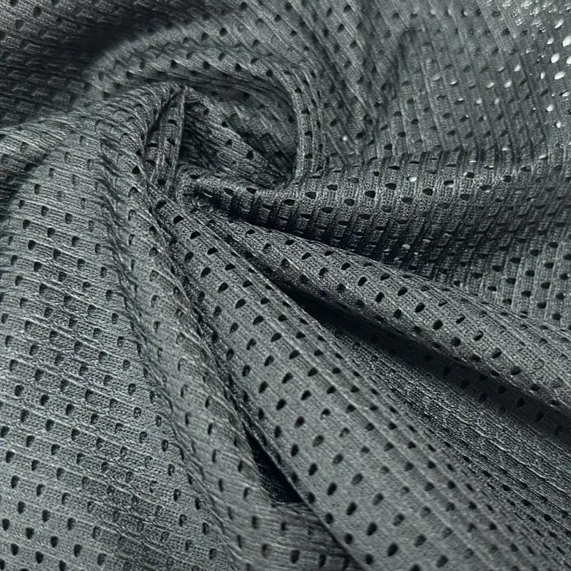 Elastic bullet head fabric recycled mesh knit fabric outdoor sports shirt breathable home tetxile fabric sustainable for curtain