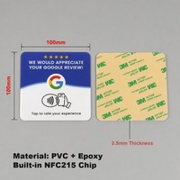 Support d'affichage NFC en PVC époxy pour avis Google, avec puce NTGA215, personnalisable, rond ou carré, pour avis clients