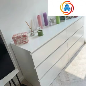 Commode rectangulaire en bois blanc avec 5+ tiroirs, coffre de rangement pour chambre à coucher, salon, organisation, durable, écologique, design moderne - Product Image 5