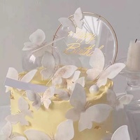 Décoration de gâteau en céramique transparente, papillon de riz comestible, papier de riz gluant, cuisson en papier de bonbons, gâteau en gel