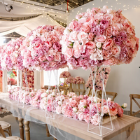 Fleurs et plantes décoratives OEM, centres de table pour événements de mariage, boule de fleurs artificielles en soie, décorations de mariage, fournitures