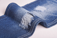 Chine Usine En Gros Écologique Sergé Denim Tissu Lourd Indigo Déchiré et Lavé À L'eau Extensible pour Garçons Et Filles