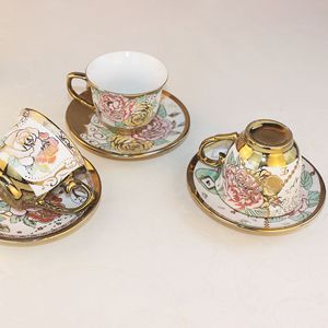 Ensemble de 6 tasses à expresso en céramique 51-100 ml, tasses à thé et soucoupes en porcelaine avec chauffe-tasses et réchaud, coffret cadeau - Product Image 6