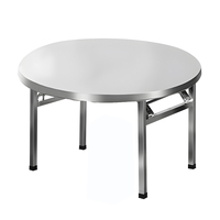 Table de salle à manger ronde moderne pliable en acier inoxydable robuste pour restaurant, hôtel, événement extérieur, mariage, banquet à domicile