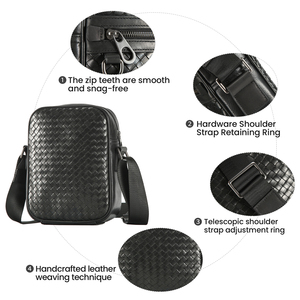Bolsa Transversal de Couro Genuíno DUJIANG com Fecho de Zíper, Design de Alta Qualidade e Durável para Homens - Uso Diário e Viagens - Product Image 6