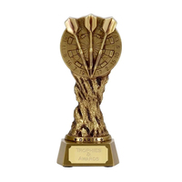 Trophée de fléchettes Weivista en résine bronze antique avec plaque nominative personnalisée
