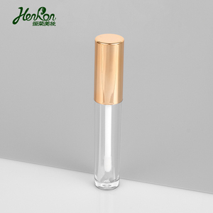 Tube de gloss rond transparent pour lèvres, logo personnalisé, tube cosmétique vide, teinte avec <span class=keywords><strong>baguette</strong></span> dorée, 4ml, pièces - Product Image 1