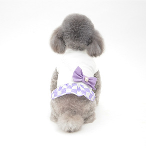JXANRY printemps <span class=keywords><strong>et</strong></span> été nouveau damier chien jupe jupe pour animaux de compagnie petit chien vêtements chiot vêtements Teddy poméranien - Product Image 3