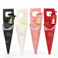 Cône d'emballage cadeau pour bouquet avec ruban et étiquette de remerciement, boîte d'emballage pour fleurs pour fleuriste, cadeau de mariage, vente en gros