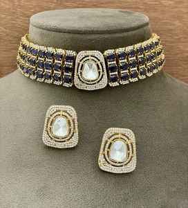 Boda India mujeres Kundan gargantilla collar joyería nupcial tradicional Polki Kundan collar moissanita collar - Product Image 3