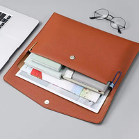 Bolsa de archivo de cartera A6, bolsa de documentos con cierre magnético de cuero PU, sobre de carpeta de archivo de impresión de logotipo personalizado