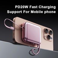 Batterie externe OEM à charge rapide PD 10000mAh Li-Polymère, ultra-fine, portable, avec câble USB-C/Micro USB, 22.5W, écran LED