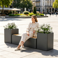 Bancs-jardinières modernes personnalisés en fer/acier pour l'extérieur – Mobilier durable et écologique pour hôpitaux, villas, gymnases, patios, parcs et centres commerciaux