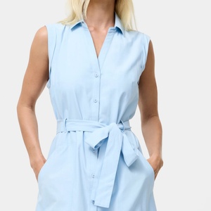 เดรสเชิ้ตแขนกุดติดกระดุมหน้าพร้อมเข็มขัด ทรงหลวมสบายๆ สำหรับฤดูร้อน ชุดเดรสลำลองสำหรับผู้หญิง - Product Image 2