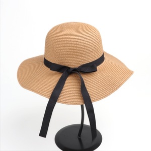 Sombrero de Paja Flexible con Cinta Negra, Ala Ancha, Protección Solar, Sombrero de Playa para Mujer, Material de Hierba Natural, para Uso en Exteriores de Verano - Product Image 3