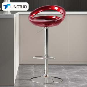 Lingtuo Bar Stool Chrome Frame Adjustable Height Modern Design For Bar Dining Room - Product Image 1