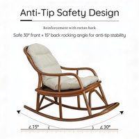 Fauteuil à bascule moderne en rotin Meiqi avec table d'appoint et chaise longue avec coussin moelleux pour chambre à coucher, extérieur et salon