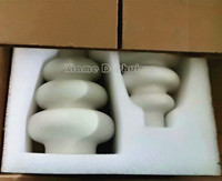 Décoration Intérieure : Petit Lot de 2 Vases en Porcelaine Blanche Forme Gourde, Vase à Fleurs Rond en Céramique, Ornement Décoratif