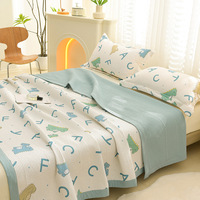 Ensemble de draps de lit matelassés quatre saisons transfrontalier en polyester, coton et mousse de coton, trois pièces, motif d'animation de dessin animé