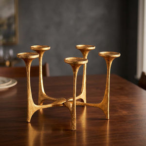 Candelabro de Cinco Brazos Glow Ritual, Portavelas de Metal Plateado, Soporte Duradero para Velas, Decoración para el Hogar - Product Image 5