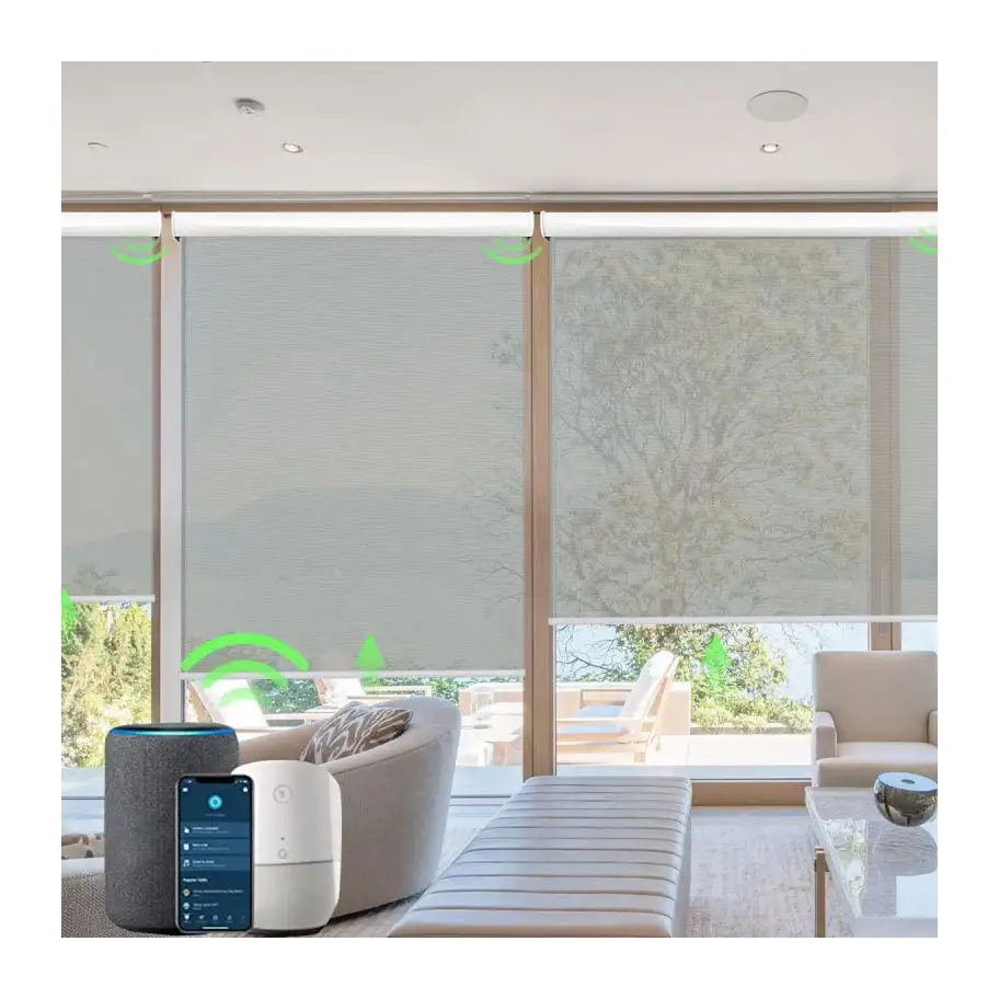 High quality children safety cordless electric double roller blinds for indoor