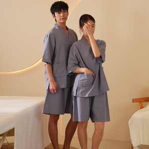 Ensemble de vêtements pour <span class=keywords><strong>spa</strong></span> violet, robe de <span class=keywords><strong>massage</strong></span>, tenue pour patient d'acupuncture, ensemble de vêtements pour moxibustion - Product Image 2