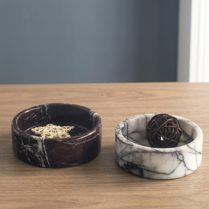 Bandeja de Frutas de Mármol Natural, Tazón para Mascotas con Asa de Cuerda, Diseño Moderno con Patrón Escénico, Multifuncional, Color Morado, Decoración para el Hogar, Bodas - Product Image 4