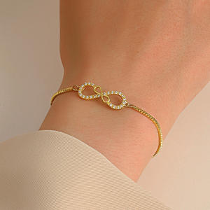 Mode européenne américaine Simple Infinity <span class=keywords><strong>Love</strong></span> 8 mots Bracelet à breloques plaqué or pour femme INS Niche Design FANXING Marque numérique - Product Image 2