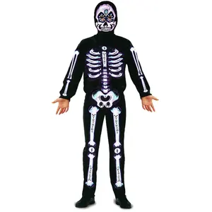 Ternos Cosplay Traje Esqueleto Macacão Halloween Carnaval Horror play Halloween Full Face Hoodie Esqueleto Trajes para crianças