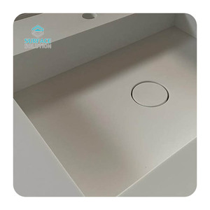 Lavabo Moderno Bianco Personalizzato Cinese Sospeso a Parete con Doppio Lavabo in Composito Acrilico Puro, Superficie Solida Ecologica per <span class=keywords><strong>Bagno</strong></span> (<span class=keywords><strong>Corian</strong></span>) - Product Image 3