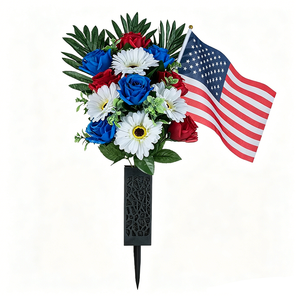 Bouquet di Fiori Artificiali Realistici: Rose <span class=keywords><strong>Rosse</strong></span> e Gialle, <span class=keywords><strong>Margherite</strong></span> Bianche per Centrotavola, Feste e Decorazioni Funebri - Product Image 3