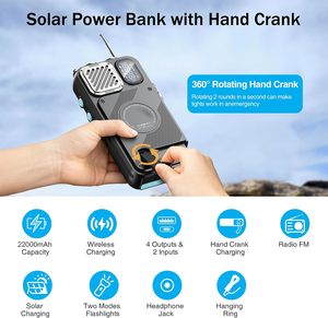 Radio FM Solar de Emergencia, Banco de Energía Solar, Generador de Manivela, Altavoz Inalámbrico, <span class=keywords><strong>Cargador</strong></span> de Teléfono Inalámbrico de Carga Rápida de 20W para Exteriores - Product Image 2