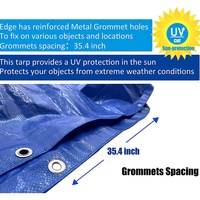 Bâche Bleue Imperméable en PE, 3,6 x 4,3 Mètres, Bâche Polyvalente Moyennement Robuste pour Protection Contre l'Eau