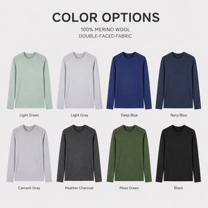 250 GSM <b>Wool</b> Men's Long Sleeve <b>Base</b> <b>Layer</b> Winter Thermal Underwear Top Custom Logo Premium Warm Soft Breathable Ski Hiking Shirt - Product Image 4