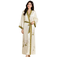 Nuevo Conjunto de Pijama de 2 Piezas para Mujer con Estampado Floral de Satén, Lujo Ligero, Manga Larga, Cuello en V, Estilo Sencillo y Casual, Sensación Fresca, Ropa de Casa, Bata de Seda Helada