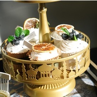 Décoration de la maison gratuite étiquetage exclusif transfrontalier fer Art présentoir multicouche gravé creux TEM gâteau ornement métal