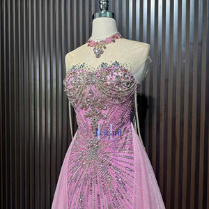 Vestido de Mujer sin Mangas, Tipo Tubo, en Tela de Seda con Adornos de Pedrería de Alta Gama, Elegante para Fiestas y Eventos Nocturnos - Product Image 2