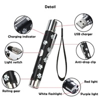 7 en 1 chien de compagnie chaton formation Chaser jouet interactif USB Laser stylo Rechargeable pointeur Laser chat jouet pour chats d'intérieur