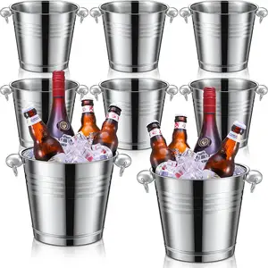 Seau refroidisseur de glace en métal 201 de <span class=keywords><strong>6</strong></span> <span class=keywords><strong>litres</strong></span> en acier inoxydable avec logo personnalisé Seaux à glace à <span class=keywords><strong>champagne</strong></span> pour la fête - Product Image 1