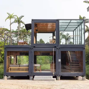 Casa prefabricada para Villa de acero ligero de alta calidad fácil de montar villa de diseño moderno de 2 plantas