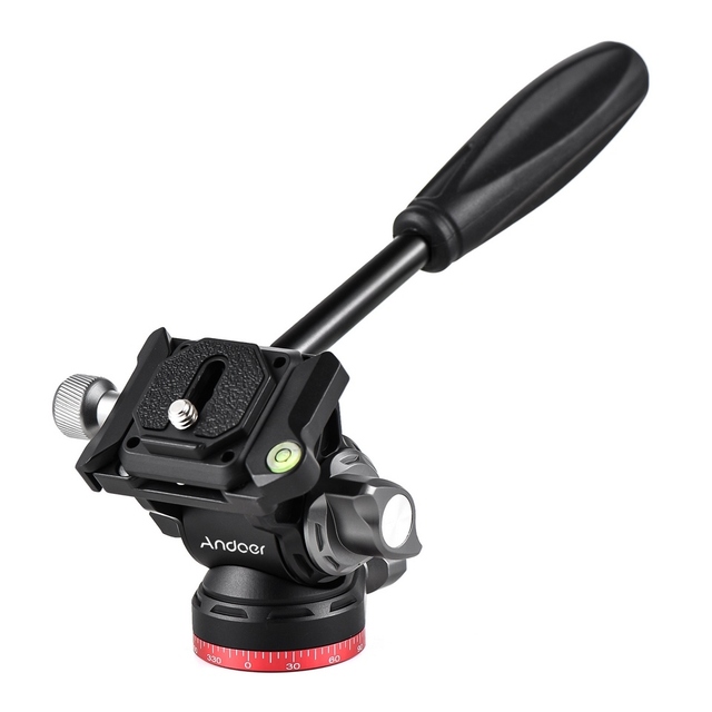 Andoer Compact Video Fluid Head Pan Tilt Tripod Head Panorama Tripod Mount Aluminum Alloy Ball Head with 10kg Load