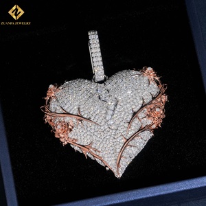 Colgante de Moissanita en Forma de Corazón, Chapado en Oro Rosa de 18K, con Microincrustaciones, Amuleto de Lujo, Regalo Unisex para Fiestas y Uso Diario - Product Image 2